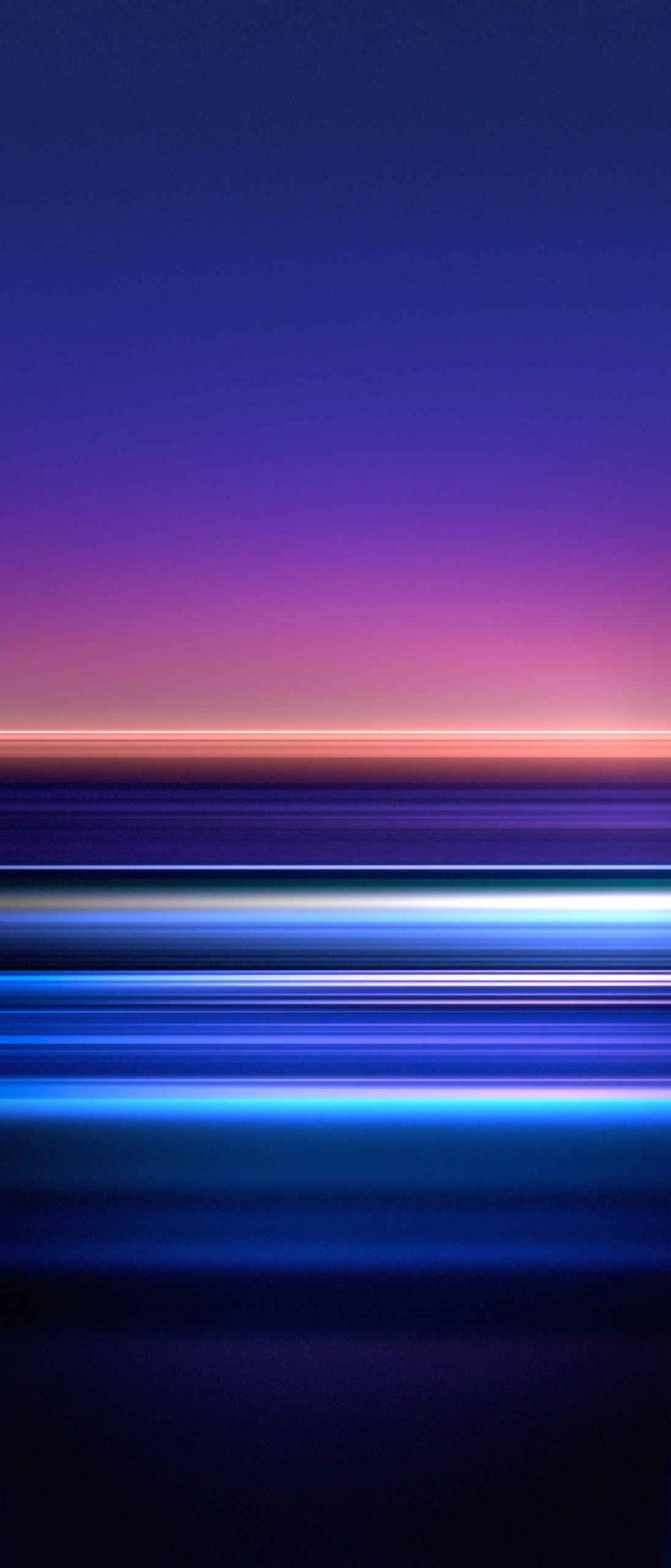 Sony Xperia 1 Default Wallpaper with Neon Horizon and Gradient Sky HD phone wallpaper