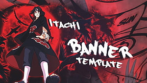 Itachi Uchiha in Akatsuki Cloak with Crows and Red Moon Anime Illustration HD wallpaper