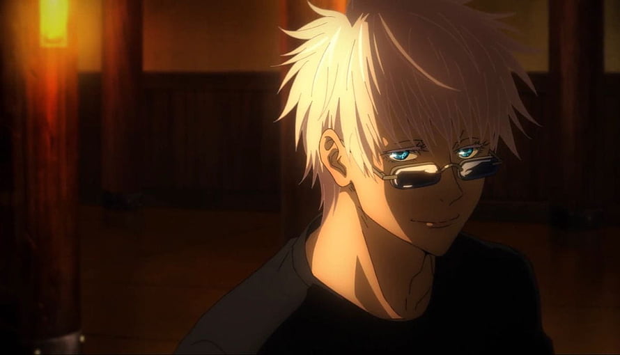 Gojo Satoru Anime Character Portrait in Warm Dimly Lit Interior Setting HD wallpaper