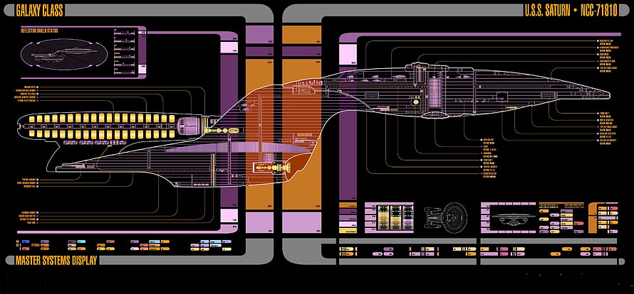 USS Saturn NCC-71810 Galaxy Class Starship Blueprint Schematic HD wallpaper