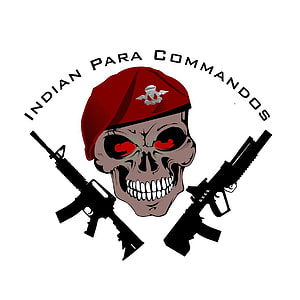 Indian Para Commandos Skull Emblem with Red Beret and Crossed Rifles Military Graphic HD phone wallpaper