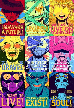 One Piece Straw Hat Crew Character Quotes Poster HD phone wallpaper