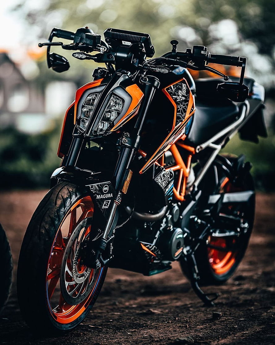 KTM Duke 390 Orange and Black Motorcycle HD phone wallpaper