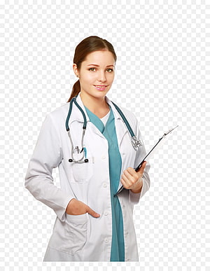 Female Doctor in White Coat with Stethoscope and Clipboard HD phone wallpaper
