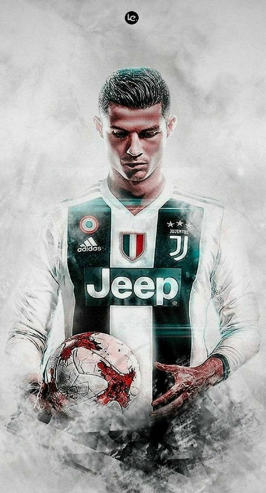 Cristiano Ronaldo in Juventus Kit with Blood-Stained Soccer Ball Art HD phone wallpaper