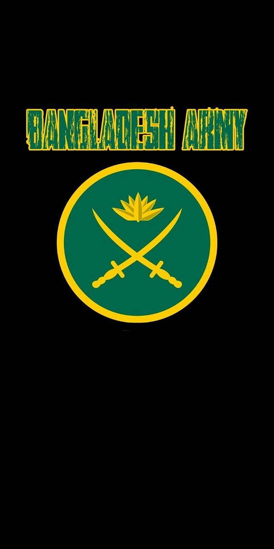 Bangladesh Army Emblem with Crossed Swords and Lotus on Black Background HD phone wallpaper