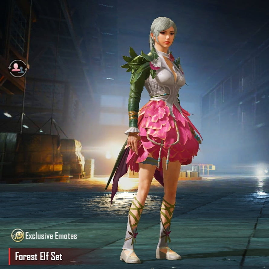 Forest Elf Set Character Skin in PUBG Mobile with Floral Outfit and Industrial Background HD phone wallpaper