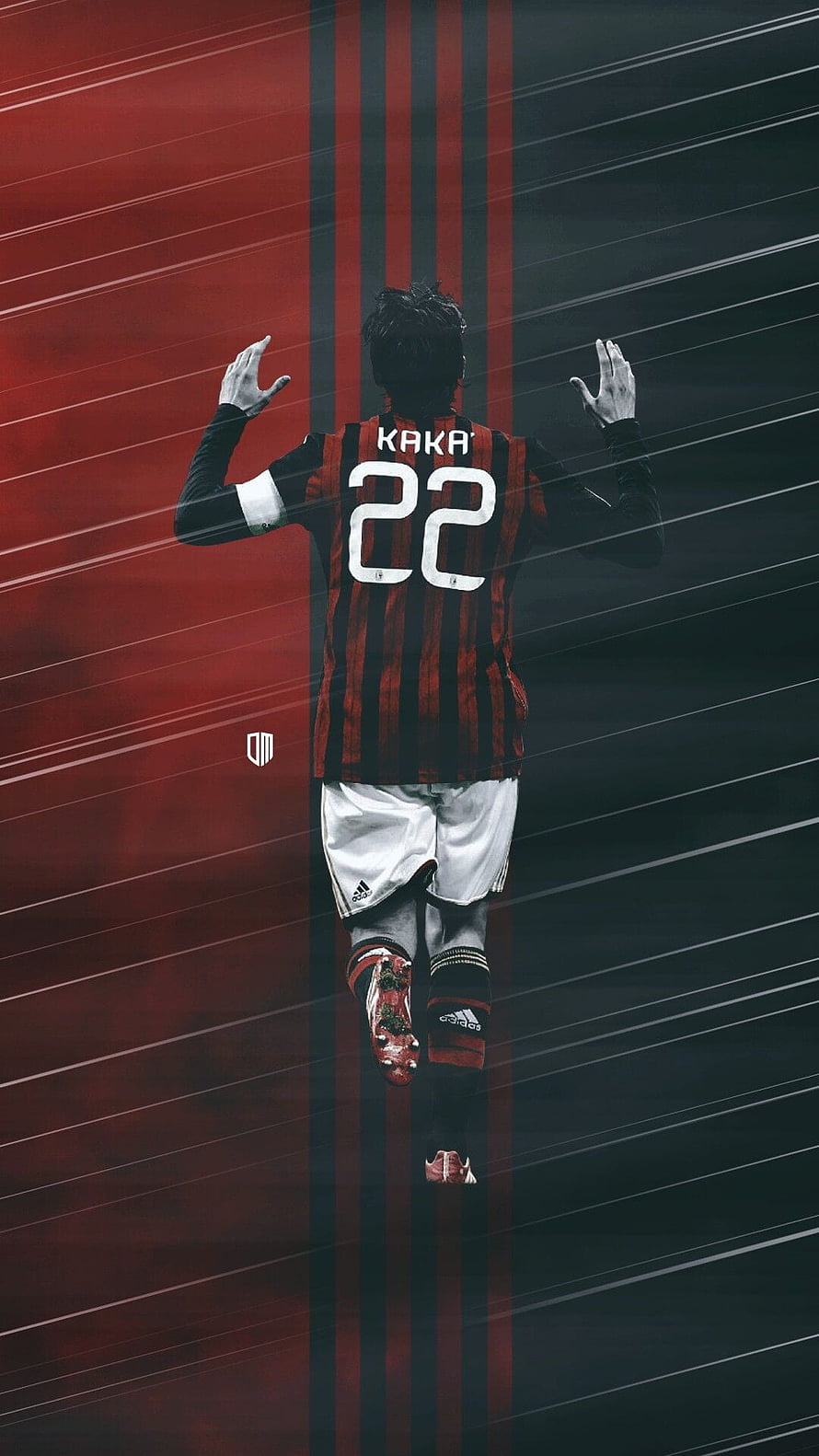Kaka in AC Milan Striped Jersey Running on the Pitch with Number 22 HD phone wallpaper