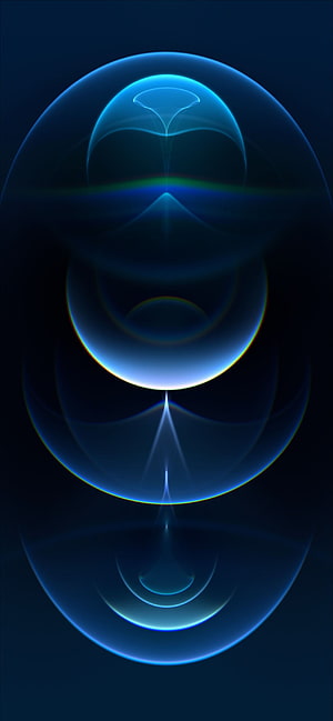Abstract Blue Orb with Iridescent Rings and Glowing Spheres HD phone wallpaper