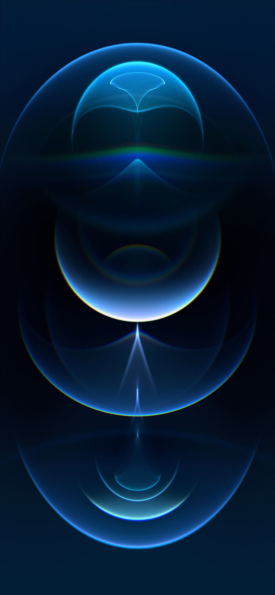 Abstract Blue Orb with Iridescent Rings and Glowing Spheres HD phone wallpaper