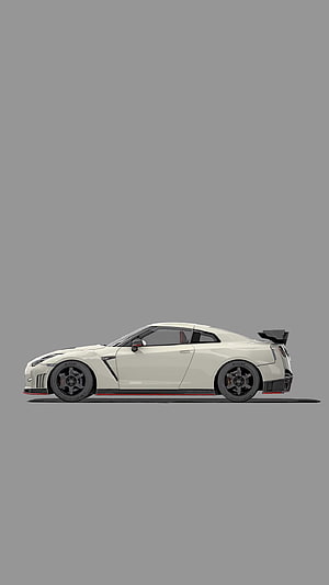Nissan GT-R Nismo R35 Side Profile Illustration on Minimal Gray Background HD phone wallpaper