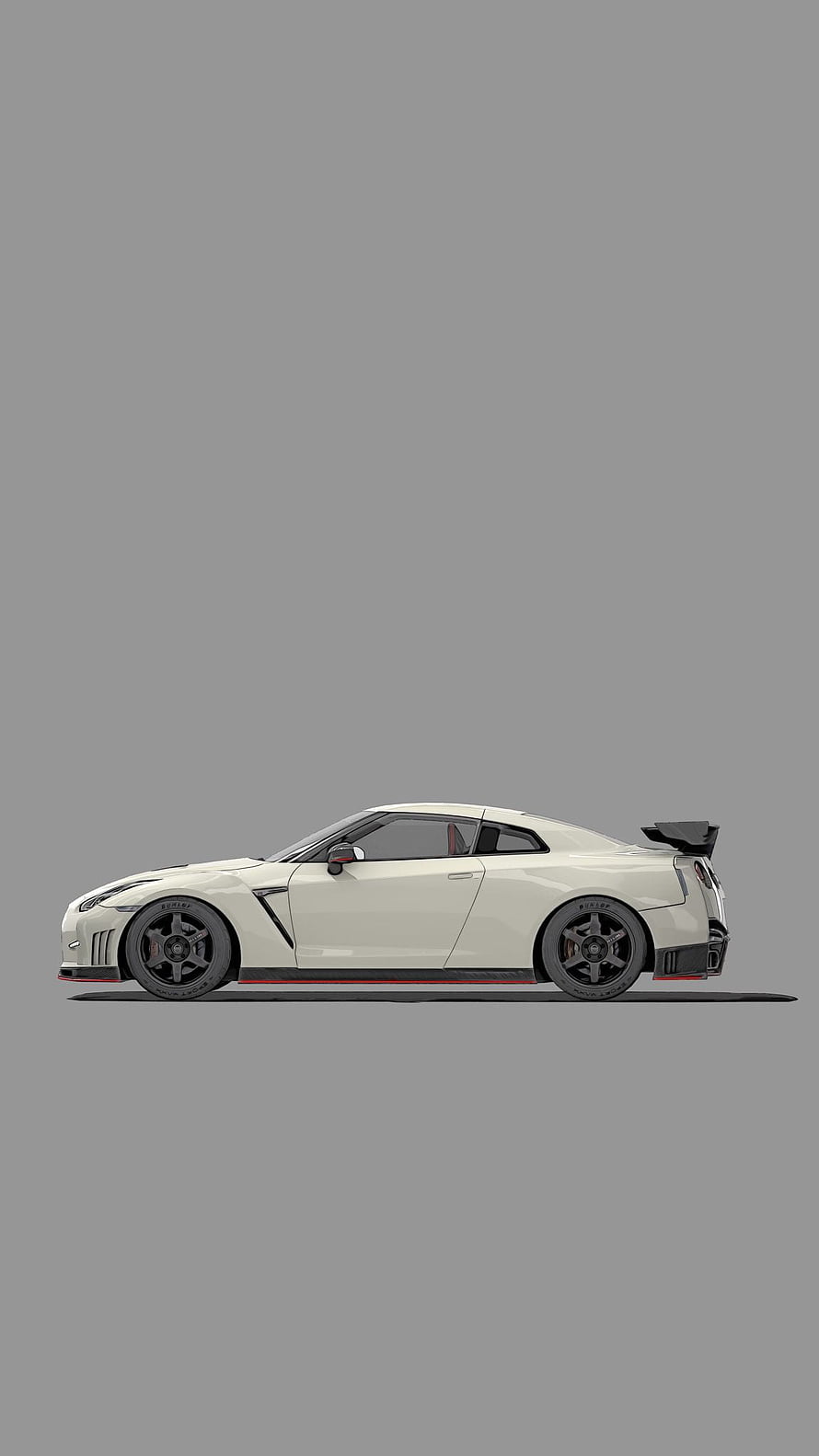 Nissan GT-R Nismo R35 Side Profile Illustration on Minimal Gray Background HD phone wallpaper