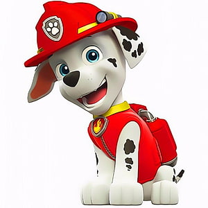 Marshall the Dalmatian Fire Pup from Paw Patrol in Red Helmet and Vest HD phone wallpaper