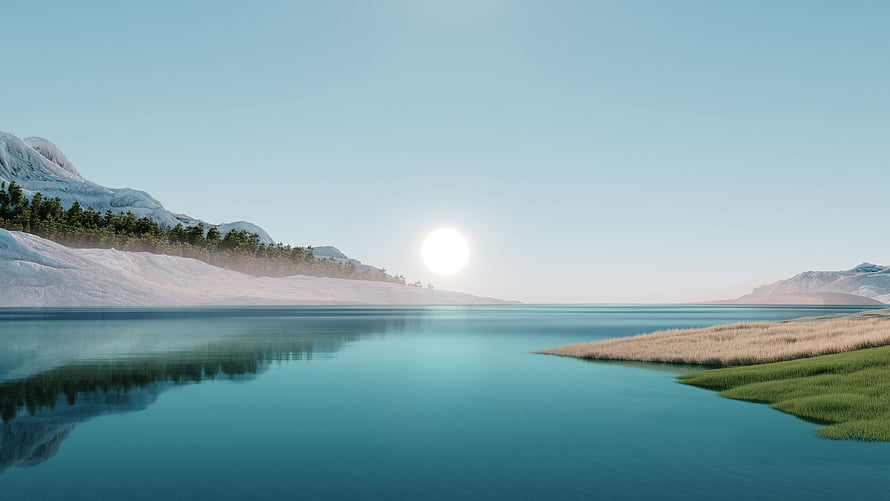 Serene Mountain Lake at Sunrise with Snowy Peaks and Calm Water Reflections HD wallpaper