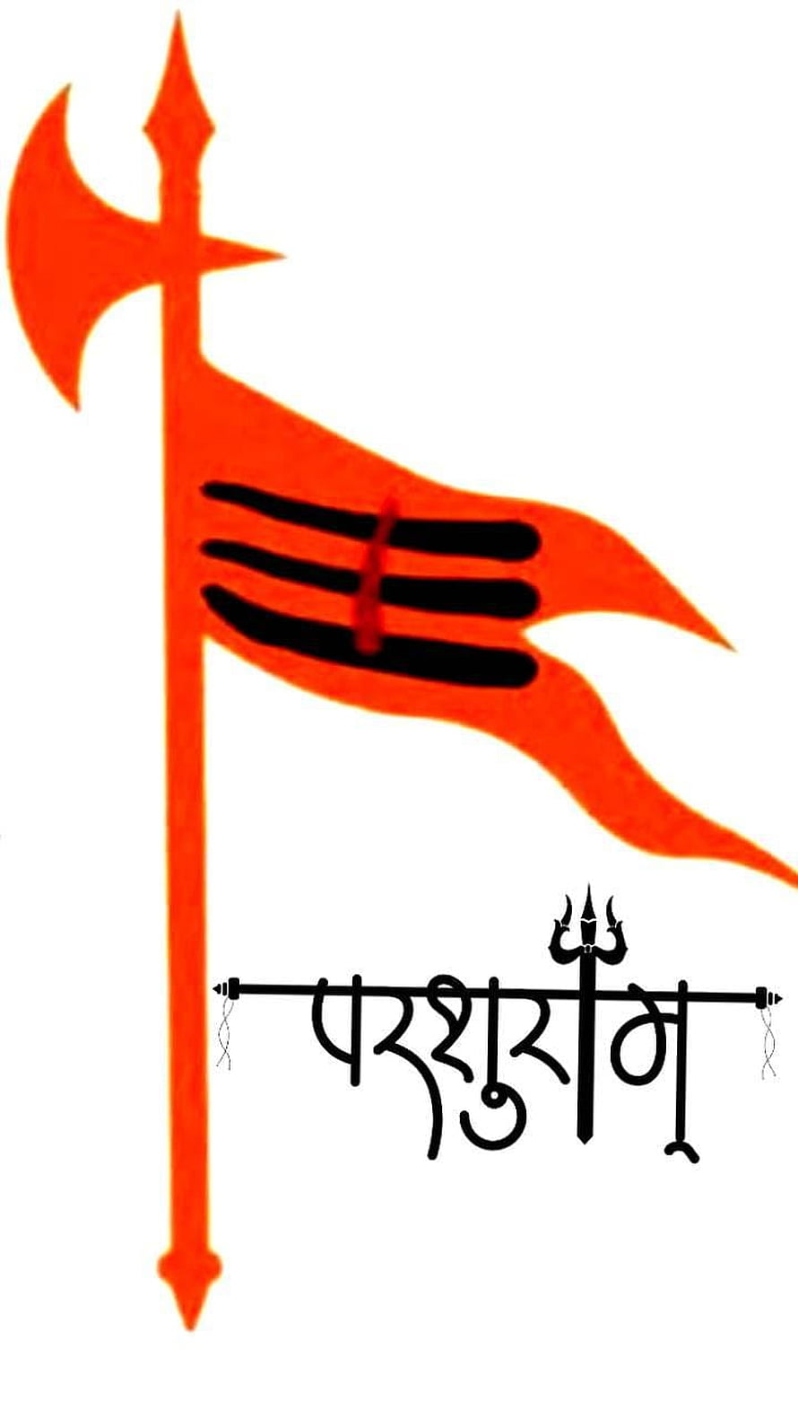Parshuram Flag with Axe and Trident Symbol in Orange and Black HD phone wallpaper
