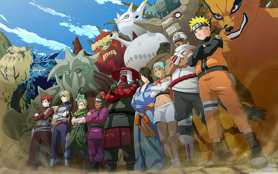 Naruto Shippuden Jinchuriki and Tailed Beasts Group Artwork HD wallpaper