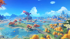 Genshin Impact Liyue Autumn Landscape Wallpaper HD wallpaper