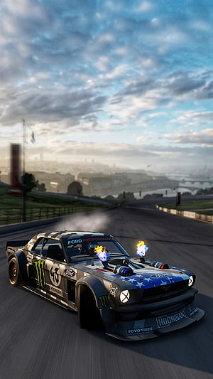 Hoonicorn V2 Ford Mustang Drifting on a Scenic Race Track at Dusk HD phone wallpaper