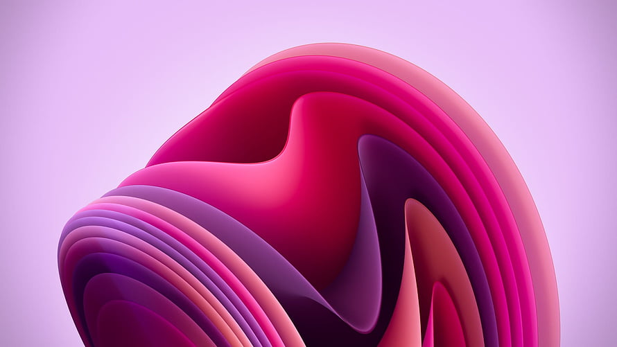 Windows 11 Flow Abstract 3D Sculpture in Vibrant Pink and Purple Tones HD wallpaper