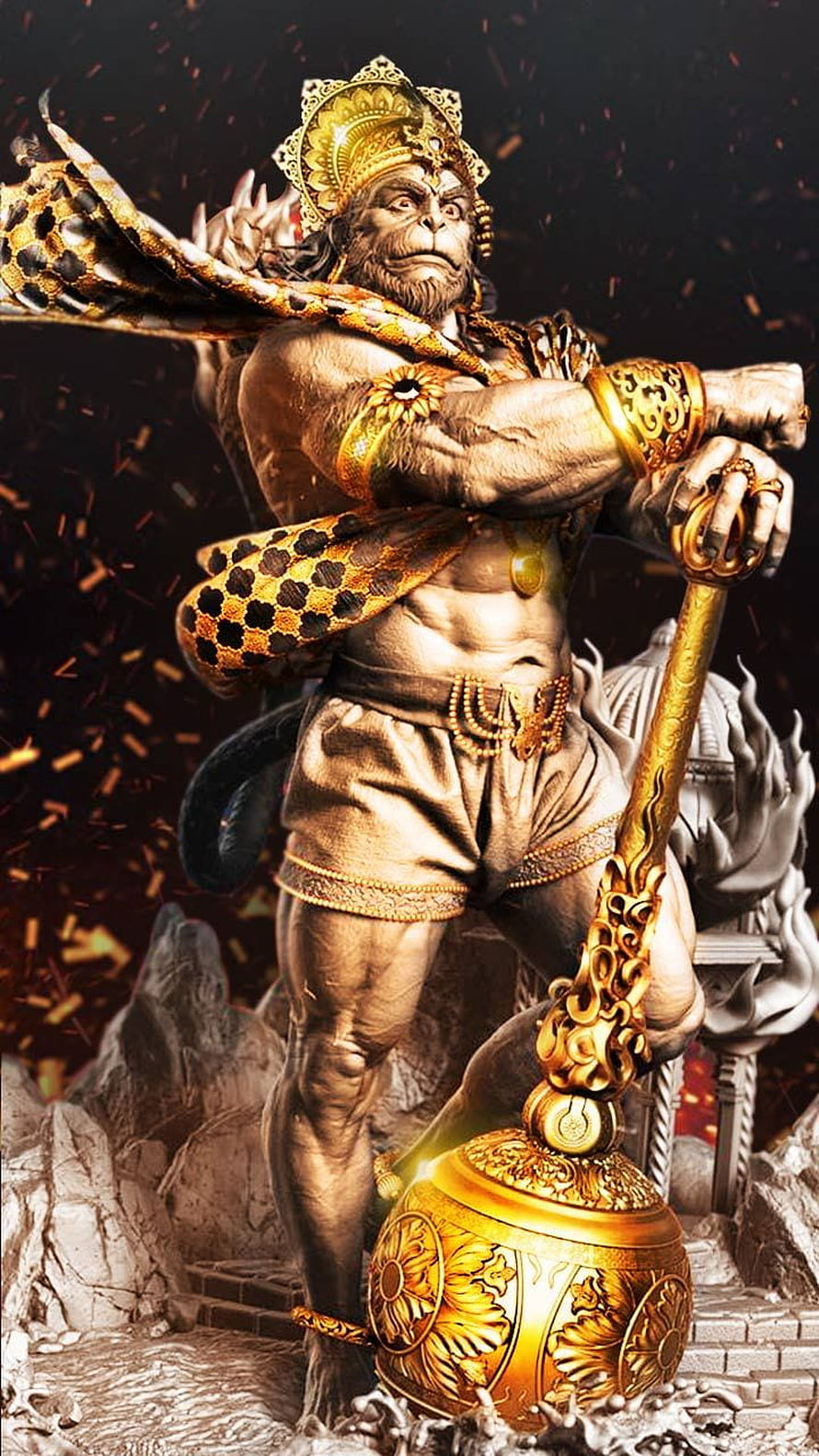Sun Wukong The Monkey King Wielding Golden Cudgel Fantasy Warrior Art HD phone wallpaper