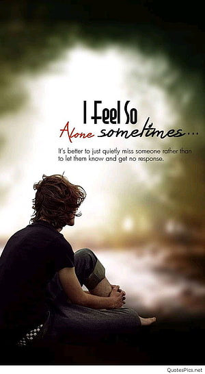 Solitary Young Man Sitting by Water with Reflective Loneliness Quote Overlay, Boy Sitting Alone Quotes Pics Dp, boys feeling HD phone wallpaper