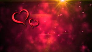Romantic Red Heart Ribbon Design with Bokeh Lights and Lens Flare for Valentine's Day HD wallpaper
