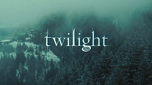 Twilight Movie Logo Over Misty Forest Landscape HD wallpaper