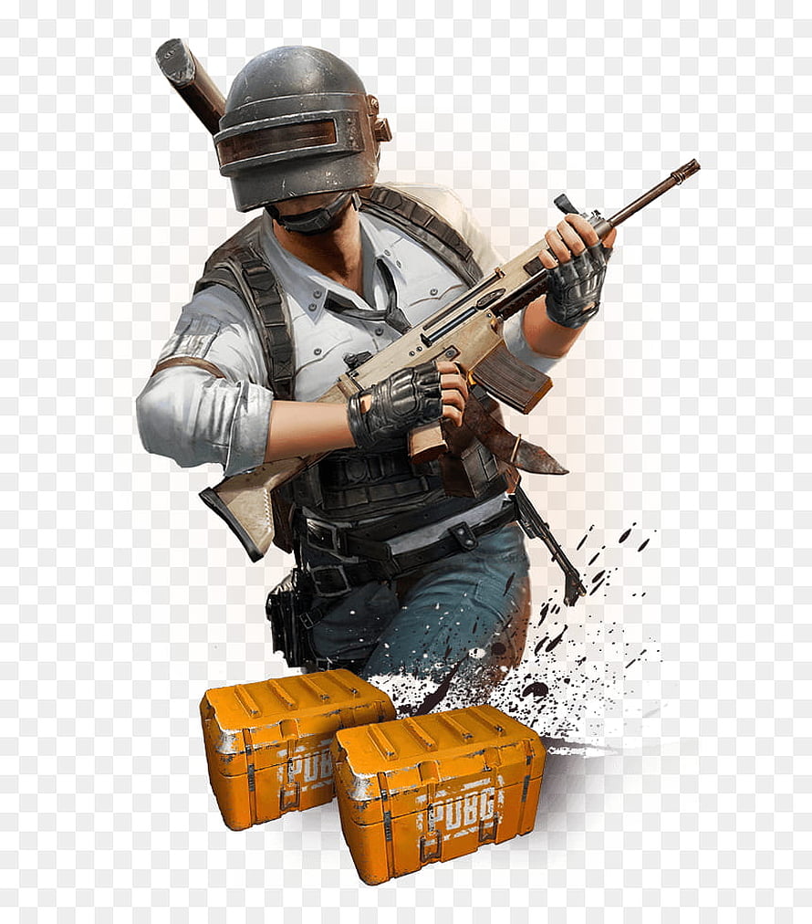 PUBG Mobile Soldier Character with AKM Rifle and Orange Supply Crates HD phone wallpaper