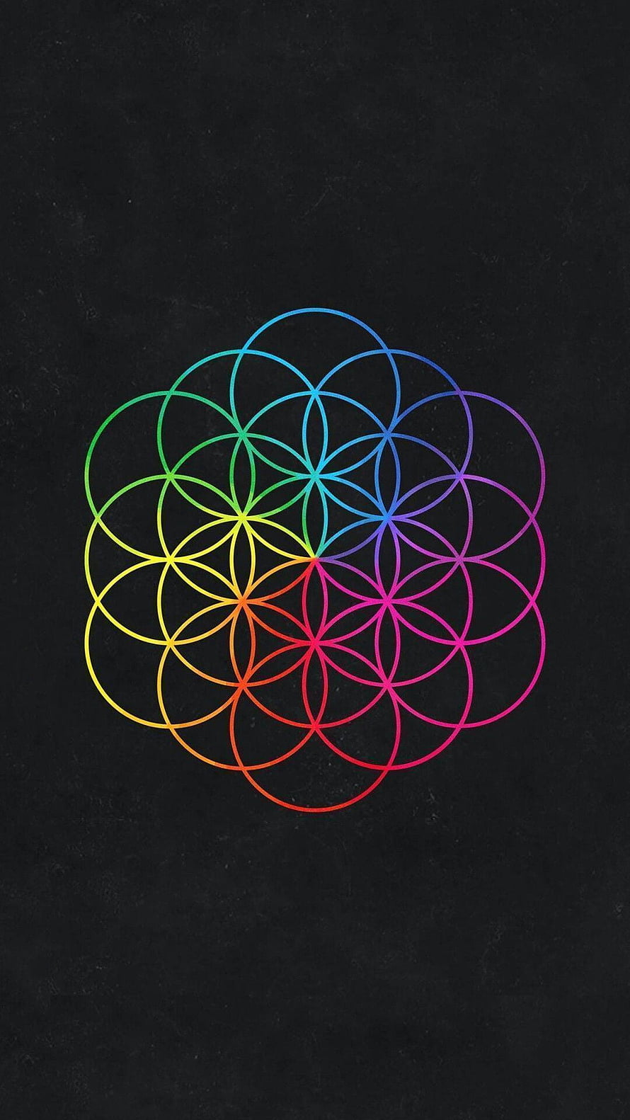Rainbow Flower of Life Sacred Geometry Pattern on Black Background HD phone wallpaper