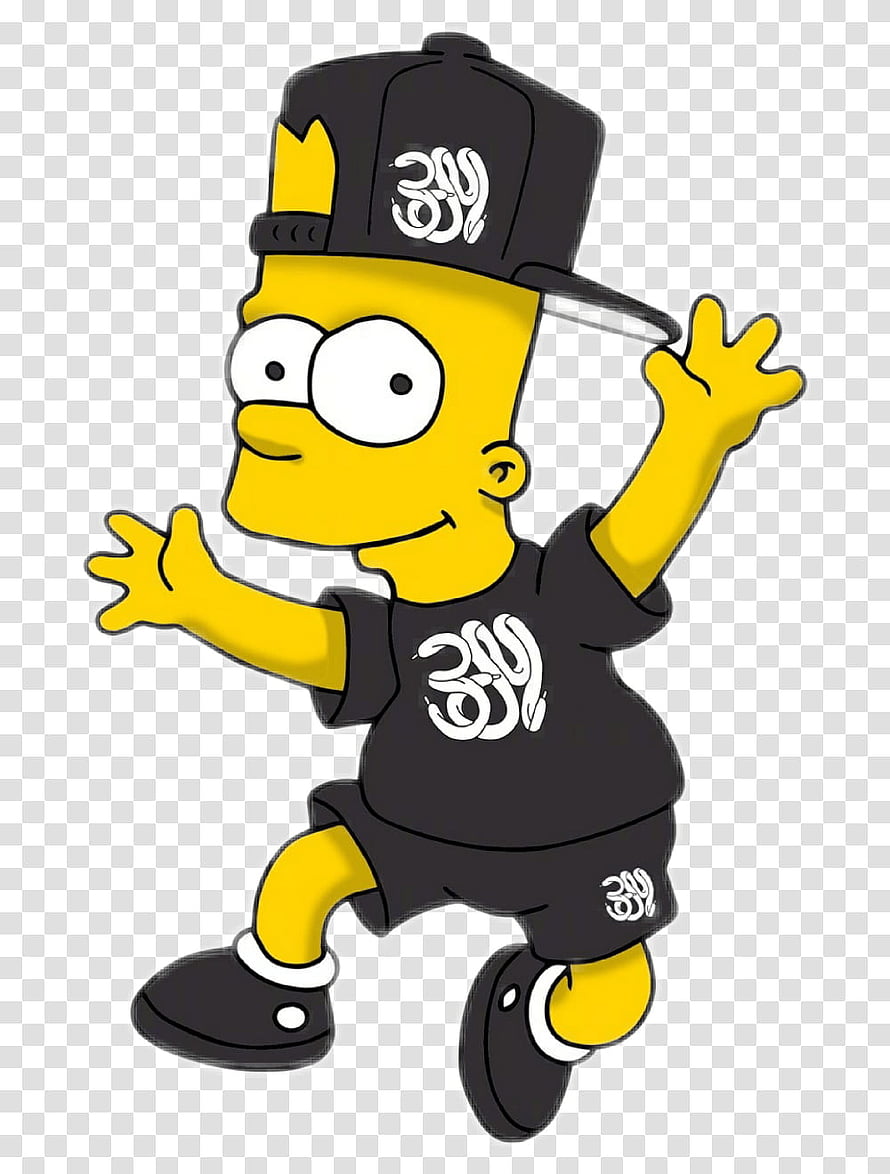Bart Simpson in Black Streetwear Outfit with Cap and Sneakers HD phone wallpaper