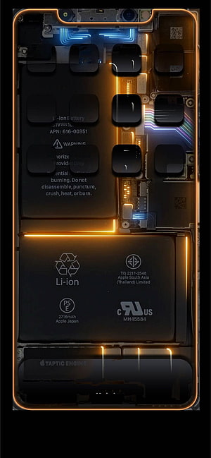 iPhone Internal Components with Neon Lighting and Circuit Board Details HD phone wallpaper