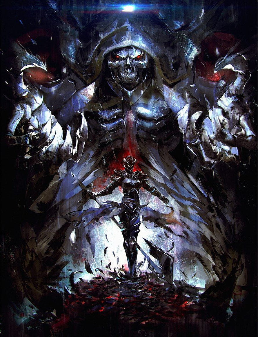 Overlord Ainz Ooal Gown Dark Fantasy Skull Knight Concept Art HD phone wallpaper