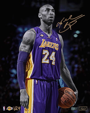Kobe Bryant Los Angeles Lakers Number 24 Jersey Basketball Player Portrait HD phone wallpaper
