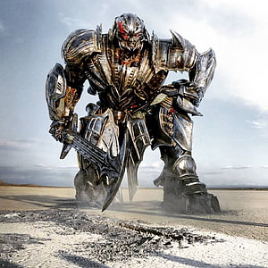 Megatron from Transformers The Last Knight Standing in a Desert Wasteland HD phone wallpaper