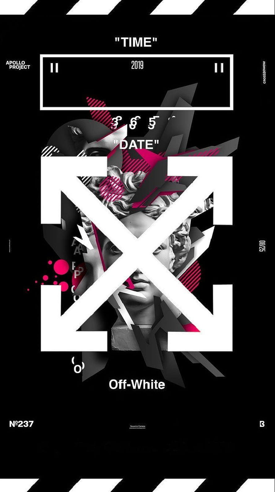 Off-White Graphic Design Poster with Classical Sculpture and Bold Typography HD phone wallpaper