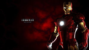Iron Man Mark III Armor Standing Against Dark Red Background, Iron Man HD wallpaper