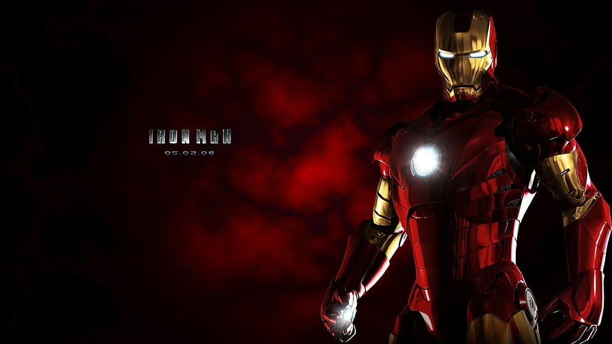 Iron Man Mark III Armor Standing Against Dark Red Background, Iron Man HD wallpaper