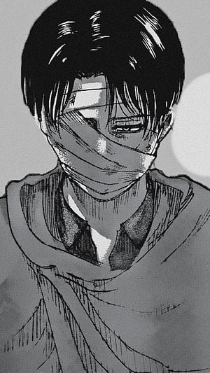 Levi Ackerman Bandaged Face Manga Panel Black and White Anime Illustration, Levi Ackerman lockscreens, levi manga HD phone wallpaper