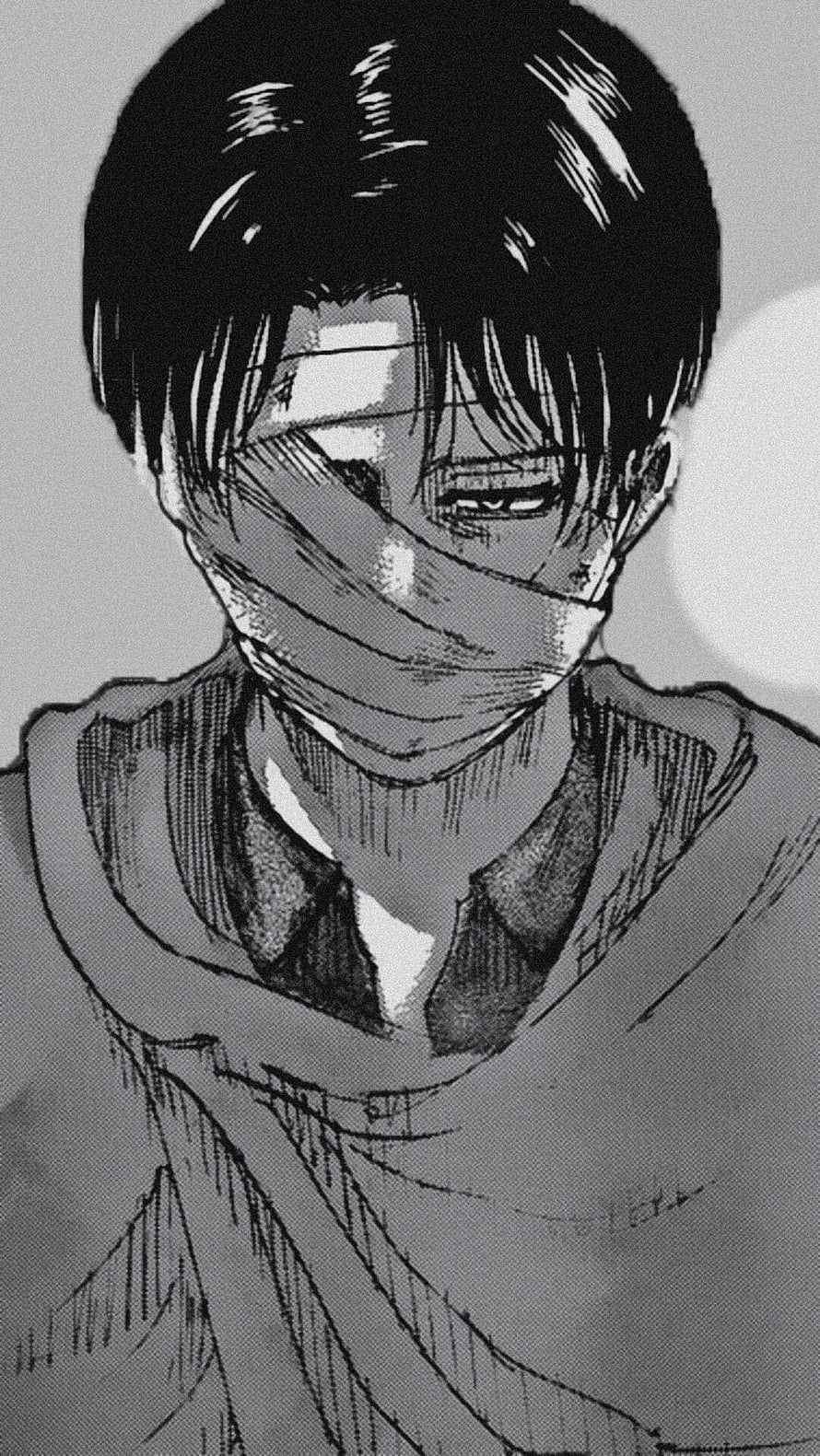 Levi Ackerman Bandaged Face Manga Panel Black and White Anime Illustration, Levi Ackerman lockscreens, levi manga HD phone wallpaper