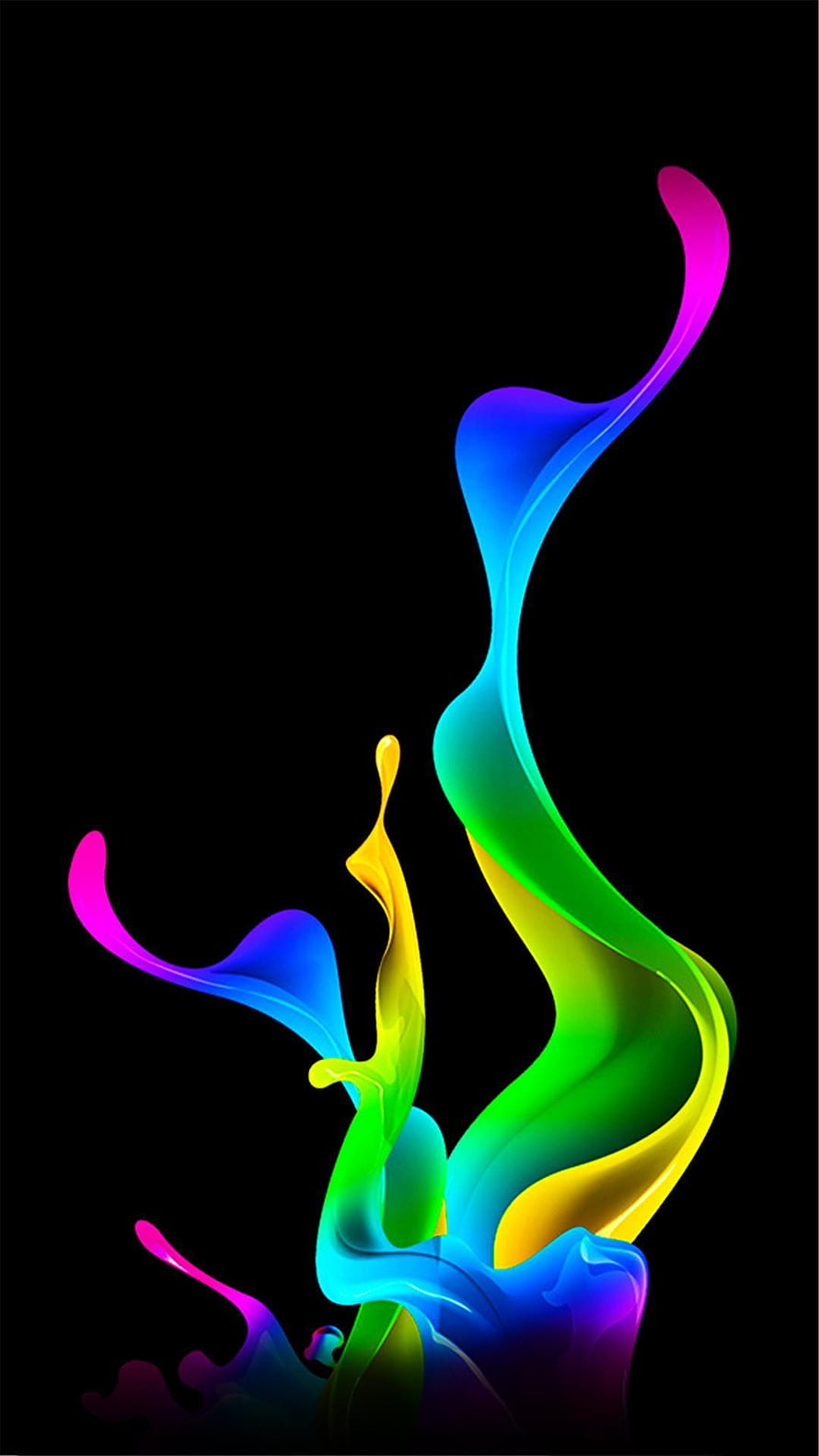 Vibrant Rainbow Liquid Splash Abstract Art on Black Background HD phone wallpaper