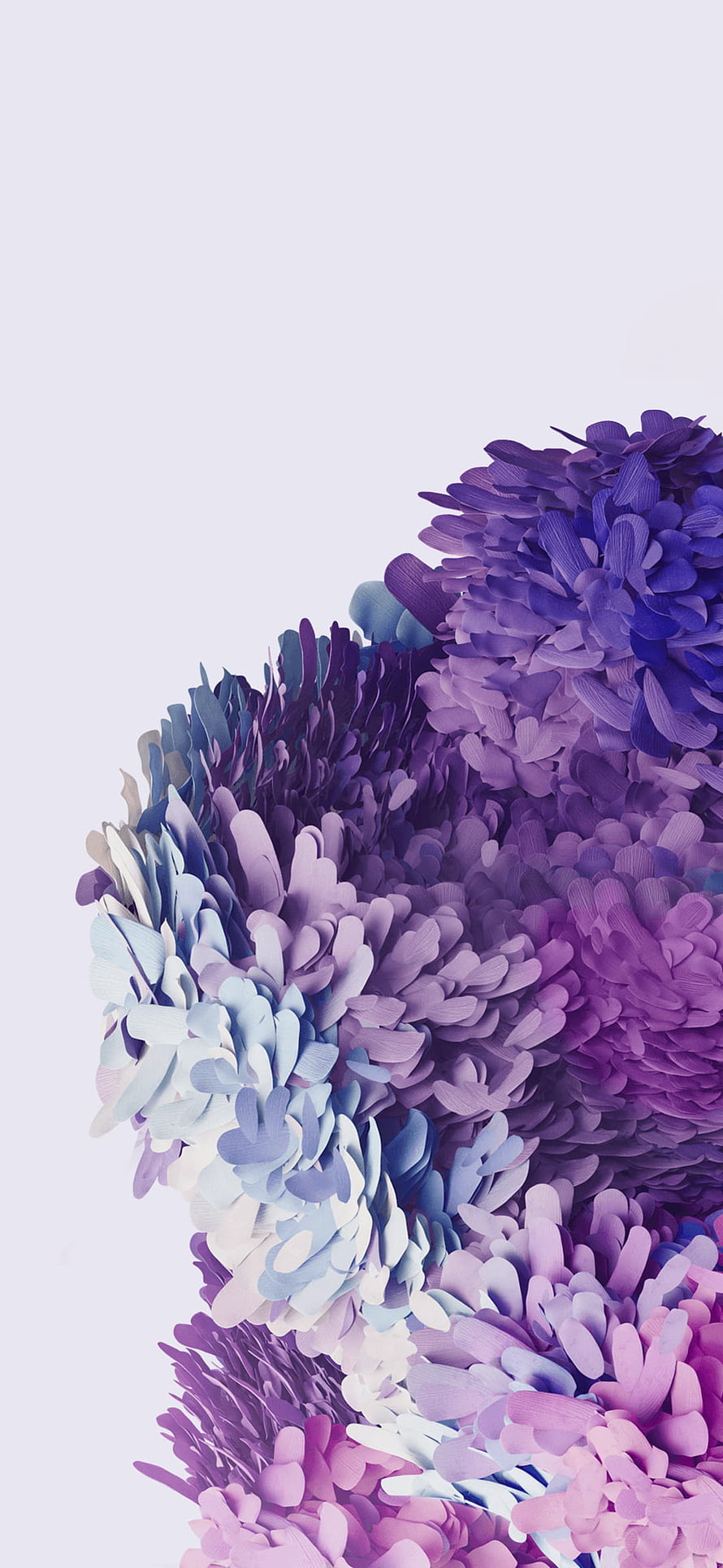 Abstract 3D Render of Purple and Blue Floral Shapes on White Background HD phone wallpaper