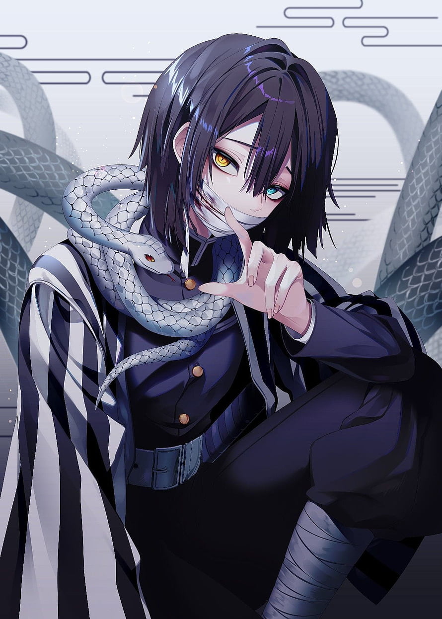 Obanai Iguro Snake Hashira Demon Slayer Anime Character Portrait HD phone wallpaper