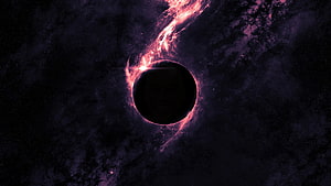 Mysterious Black Hole with Glowing Pink Accretion Disk in Deep Space HD wallpaper