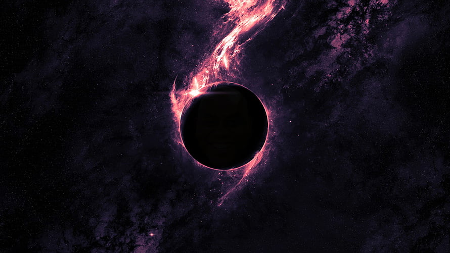 Mysterious Black Hole with Glowing Pink Accretion Disk in Deep Space HD wallpaper