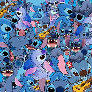 Lilo and Stitch Character Collage Wallpaper Featuring Multiple Disney Expressions HD phone wallpaper