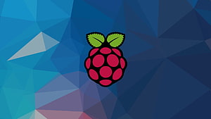Raspberry Pi Logo on Blue Geometric Low Poly Background HD wallpaper