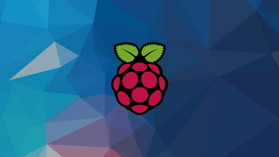 Raspberry Pi Logo on Blue Geometric Low Poly Background HD wallpaper