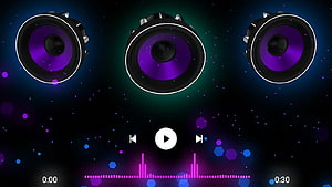 Music Player Interface With Purple Speakers And Audio Visualizer HD wallpaper