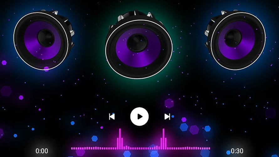 Music Player Interface With Purple Speakers And Audio Visualizer HD wallpaper