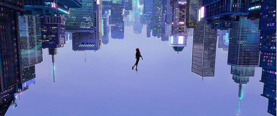 Miles Morales Spider-Man 2018 Animated Movie Cityscape Wallpaper, Miles Morales Falling HD wallpaper